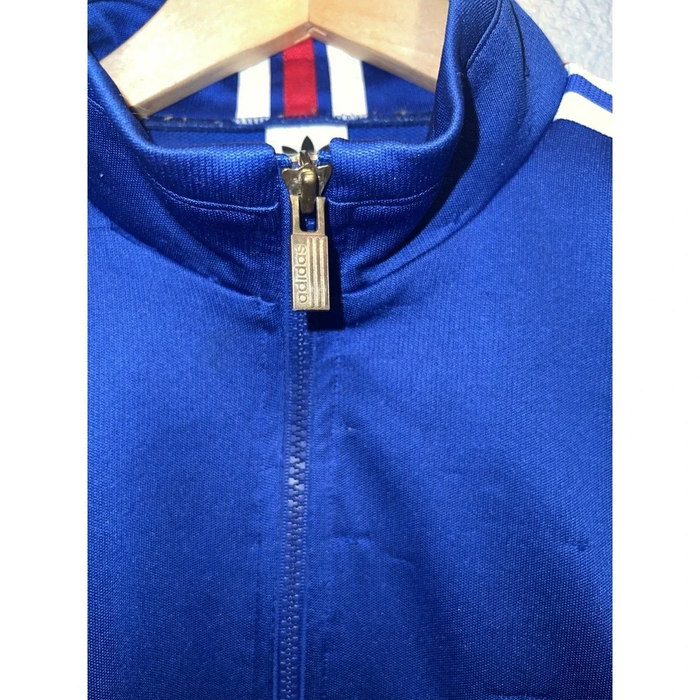 Adidas Track Jacket Men's Large White And Blue Y2K Hip Hop Preppy 90's 80's